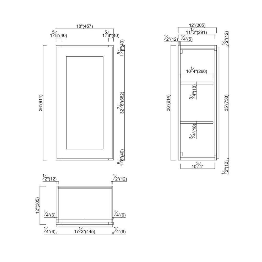 Design House Brookings Solid Wood Ready to Assemble Shaker 18 in. x 36 in. x 12 in. 1 Door Wall Kitchen Cabinet W1836 in White