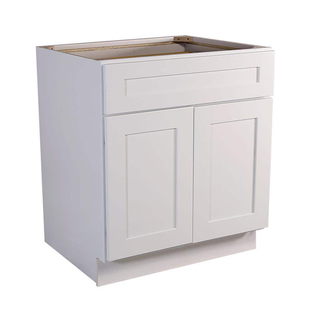Design House Brookings Plywood Ready to Assemble Shaker 33x34.5x24 in. 2-Door 1-Drawer Base Kitchen Cabinet in White