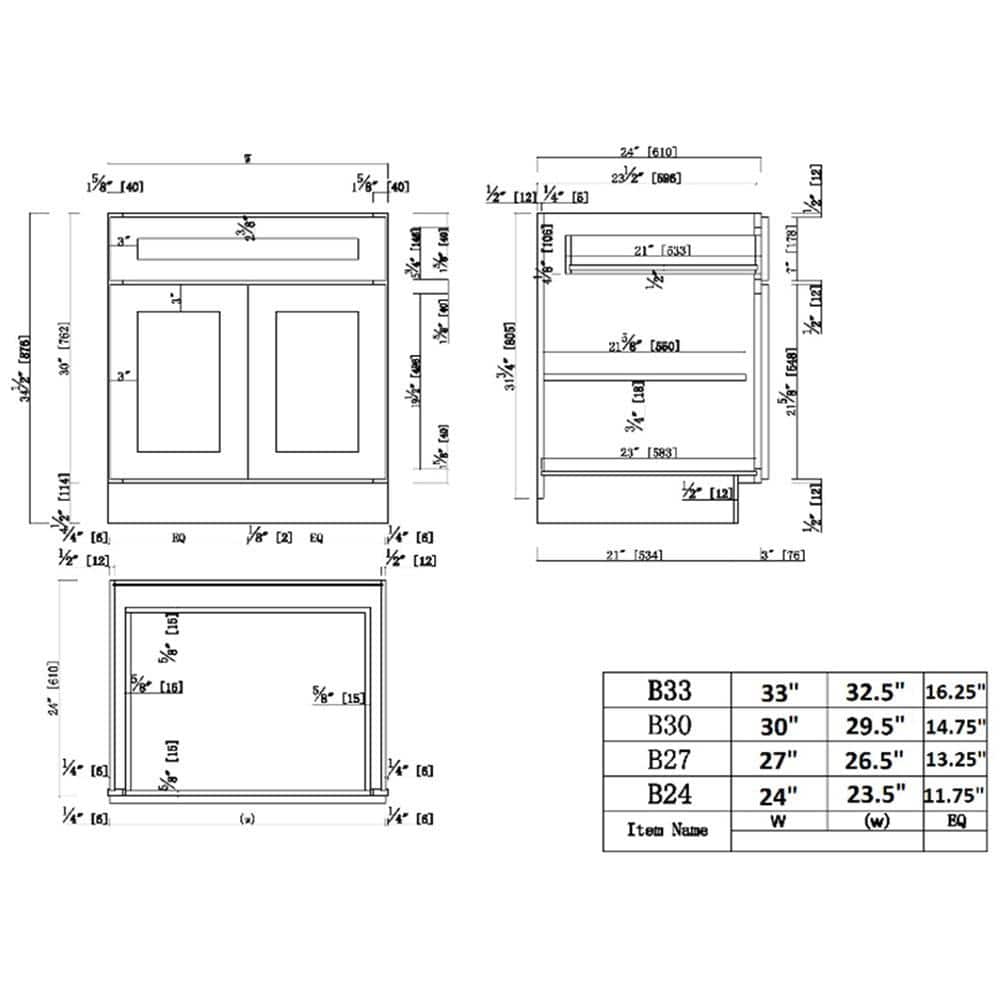 Design House Brookings Plywood Ready to Assemble Shaker 33x34.5x24 in. 2-Door 1-Drawer Base Kitchen Cabinet in White