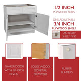 Design House Brookings Solid Wood Ready to Assemble Shaker 42x34.5x24 in. 2 Door 2 Drawer Base Kitchen Cabinet in White