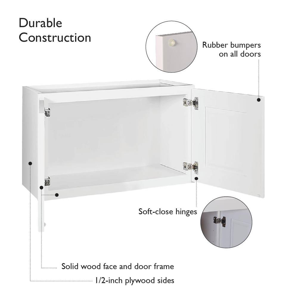 Design House Brookings Plywood Ready to Assemble Shaker 36x18x12 in. 2-Door Wall Kitchen Cabinet in White