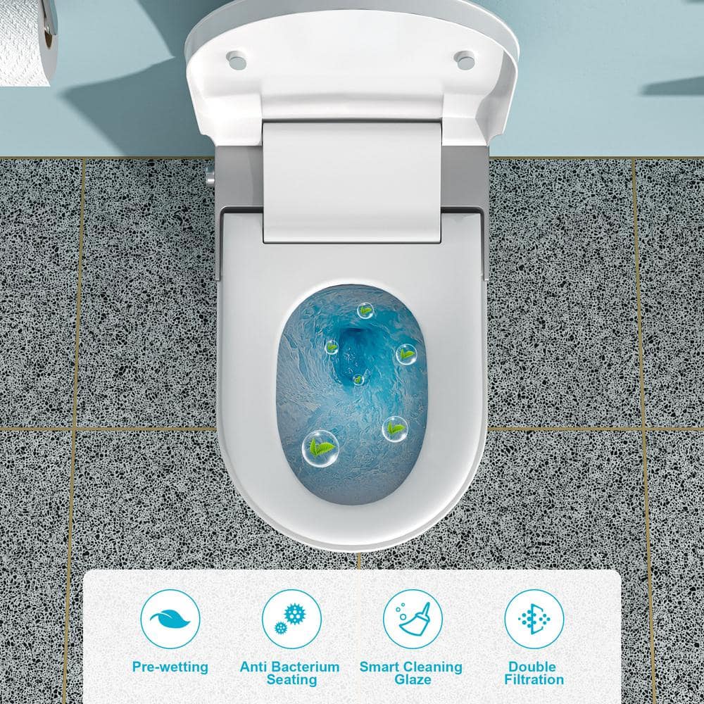 Dimakai Elongated Heated Seat Bidet Toilet with Foot Sensor Flush and LED Display