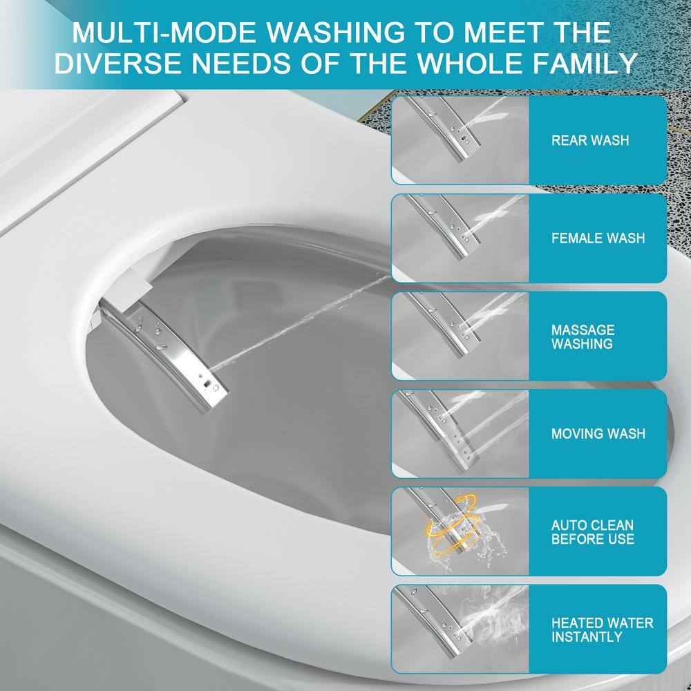 Dimakai Elongated Heated Seat Bidet Toilet with Foot Sensor Flush and LED Display
