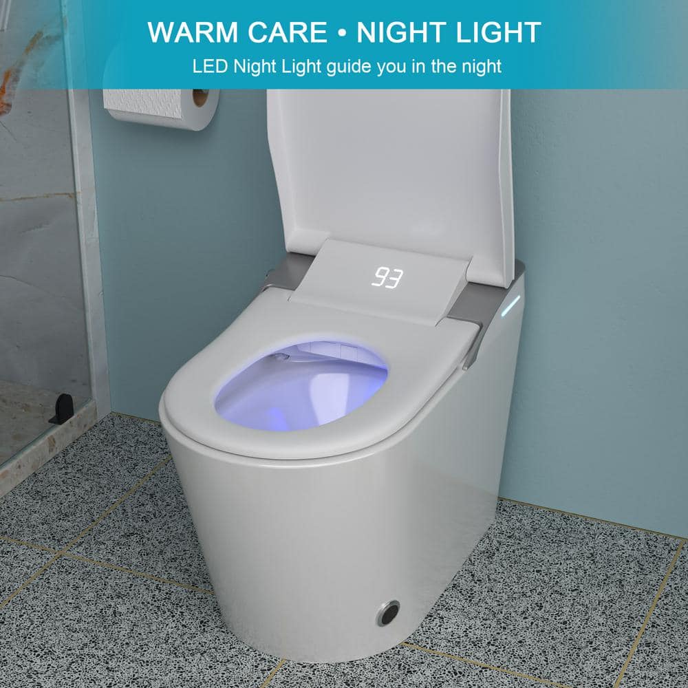 Dimakai Elongated Heated Seat Bidet Toilet with Foot Sensor Flush and LED Display