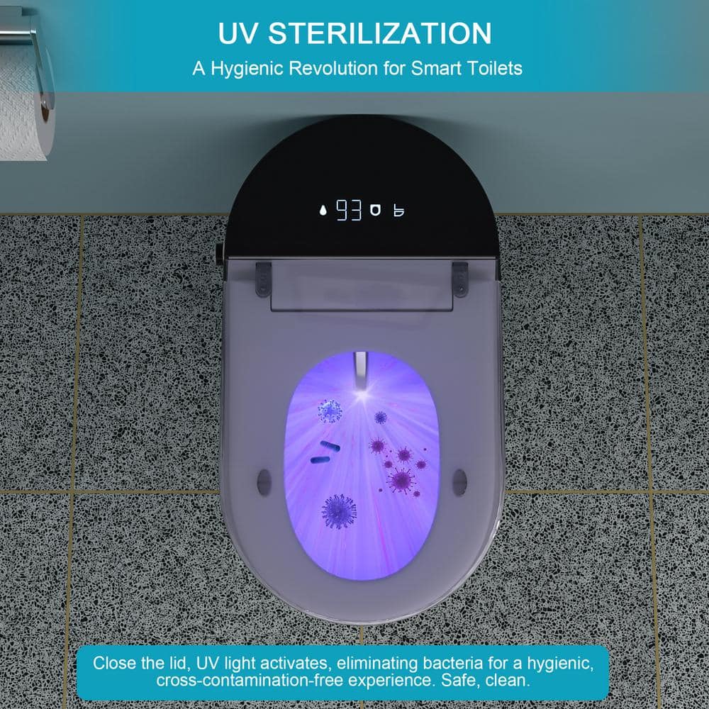 Dimakai Elongated Heated Seat Bidet Toilet with Foot Sensor Flush, 1.28 GPF, LED Display