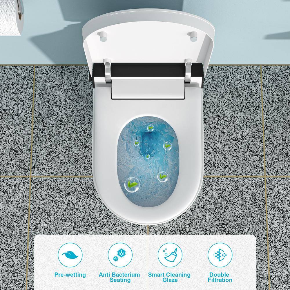 Dimakai Elongated Heated Seat Bidet Toilet with Foot Sensor Flush, 1.28 GPF, LED Display