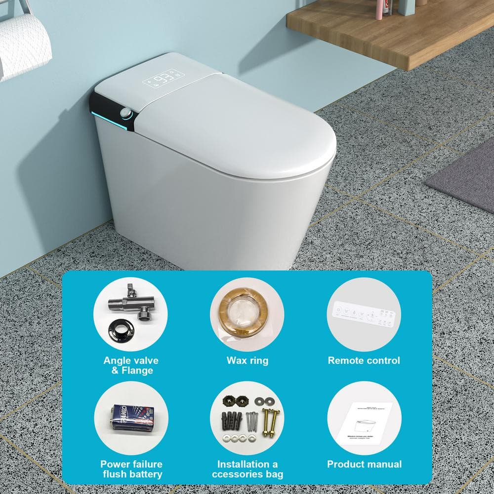 Dimakai Elongated Heated Seat Bidet Toilet with Foot Sensor Flush and LED Display