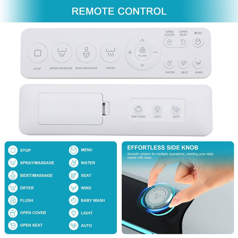 Dimakai Elongated Heated Seat Bidet Toilet with Foot Sensor Flush and LED Display