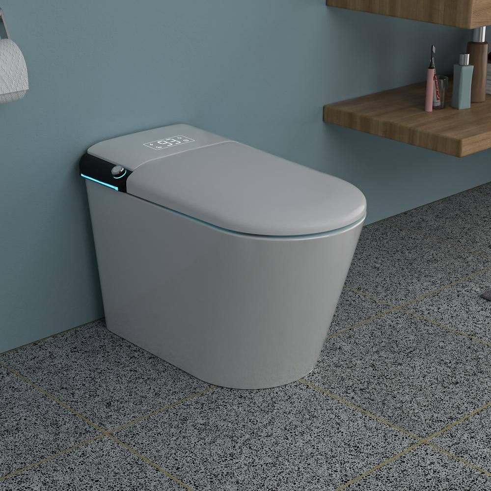 Dimakai Elongated Heated Seat Bidet Toilet with Foot Sensor Flush and LED Display