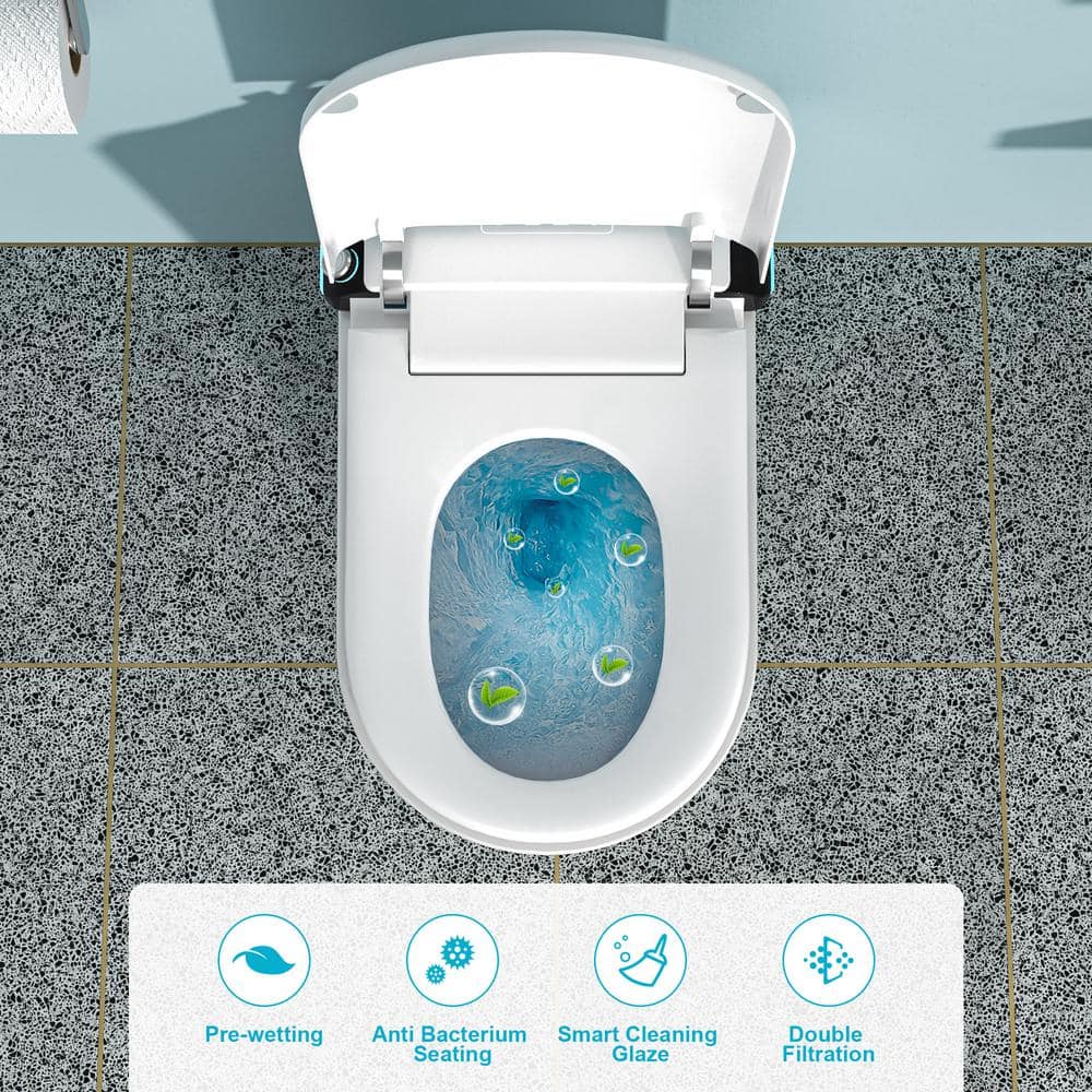 Dimakai Elongated Heated Seat Bidet Toilet with Foot Sensor Flush and LED Display