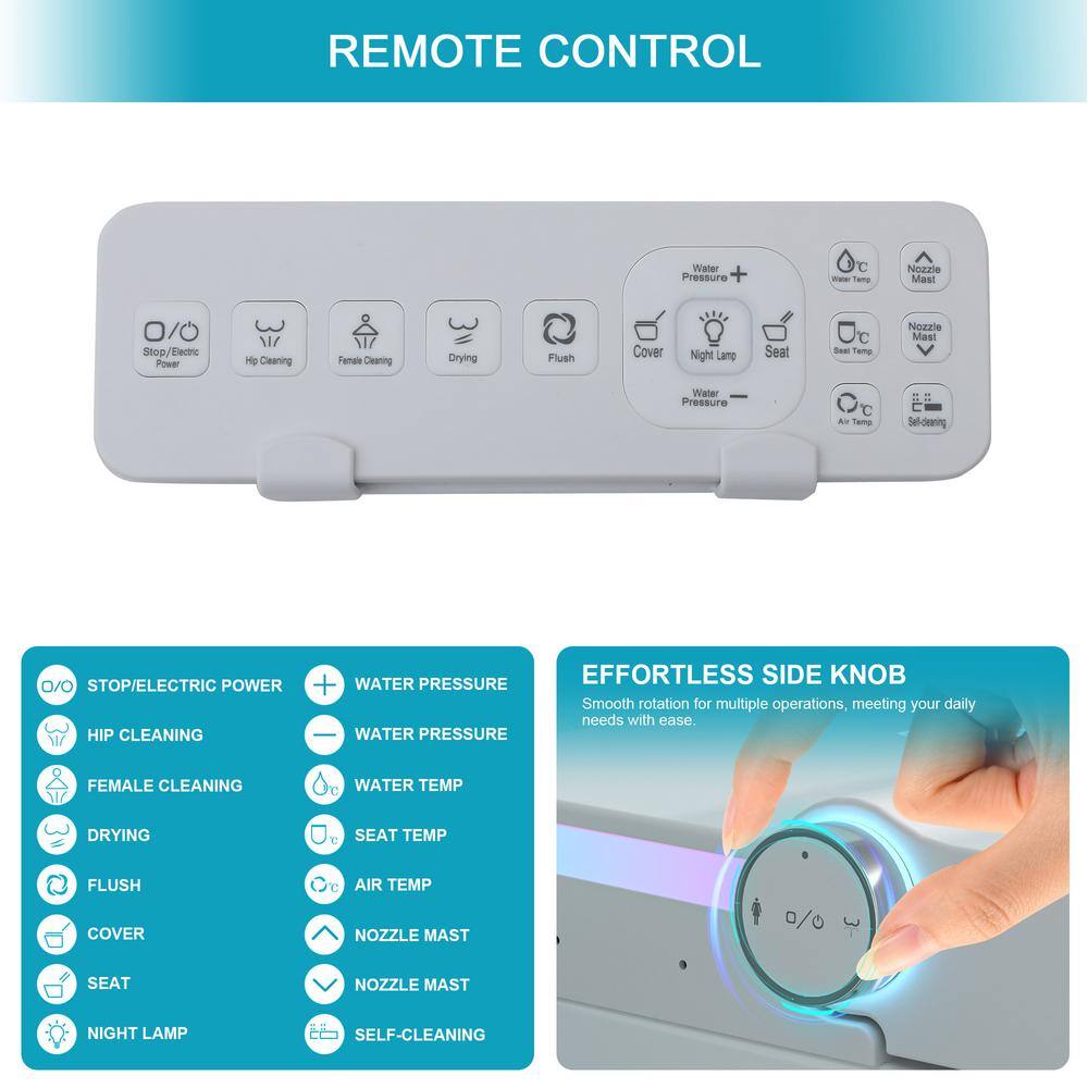 Dimakai Elongated Heated Seat Bidet Toilet with Foot Sensor Flush