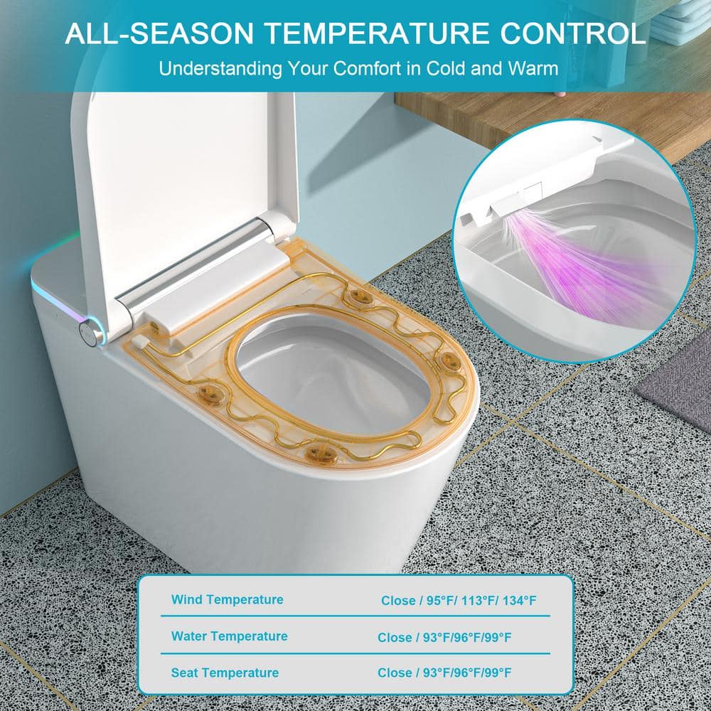 Dimakai Elongated Heated Seat Bidet Toilet with Foot Sensor Flush