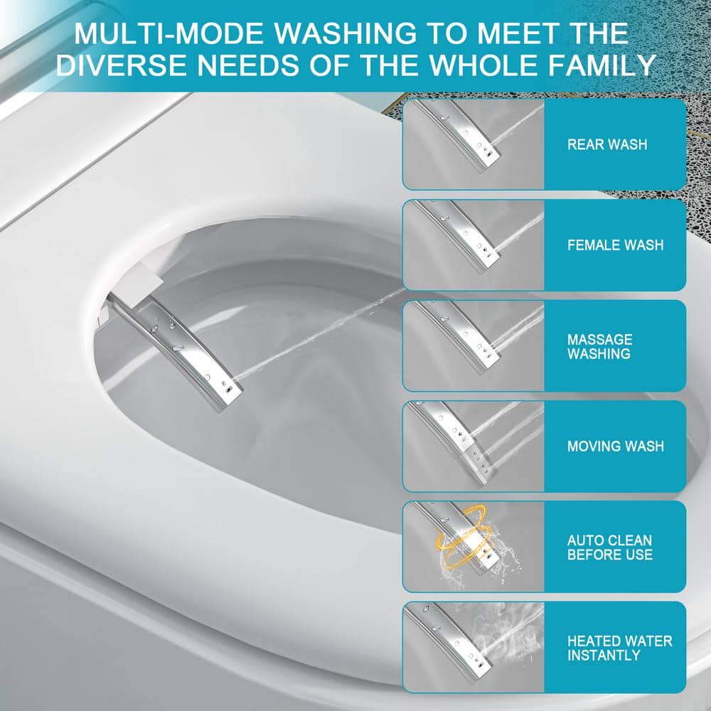 Dimakai Elongated Heated Seat Bidet Toilet with Foot Sensor Flush