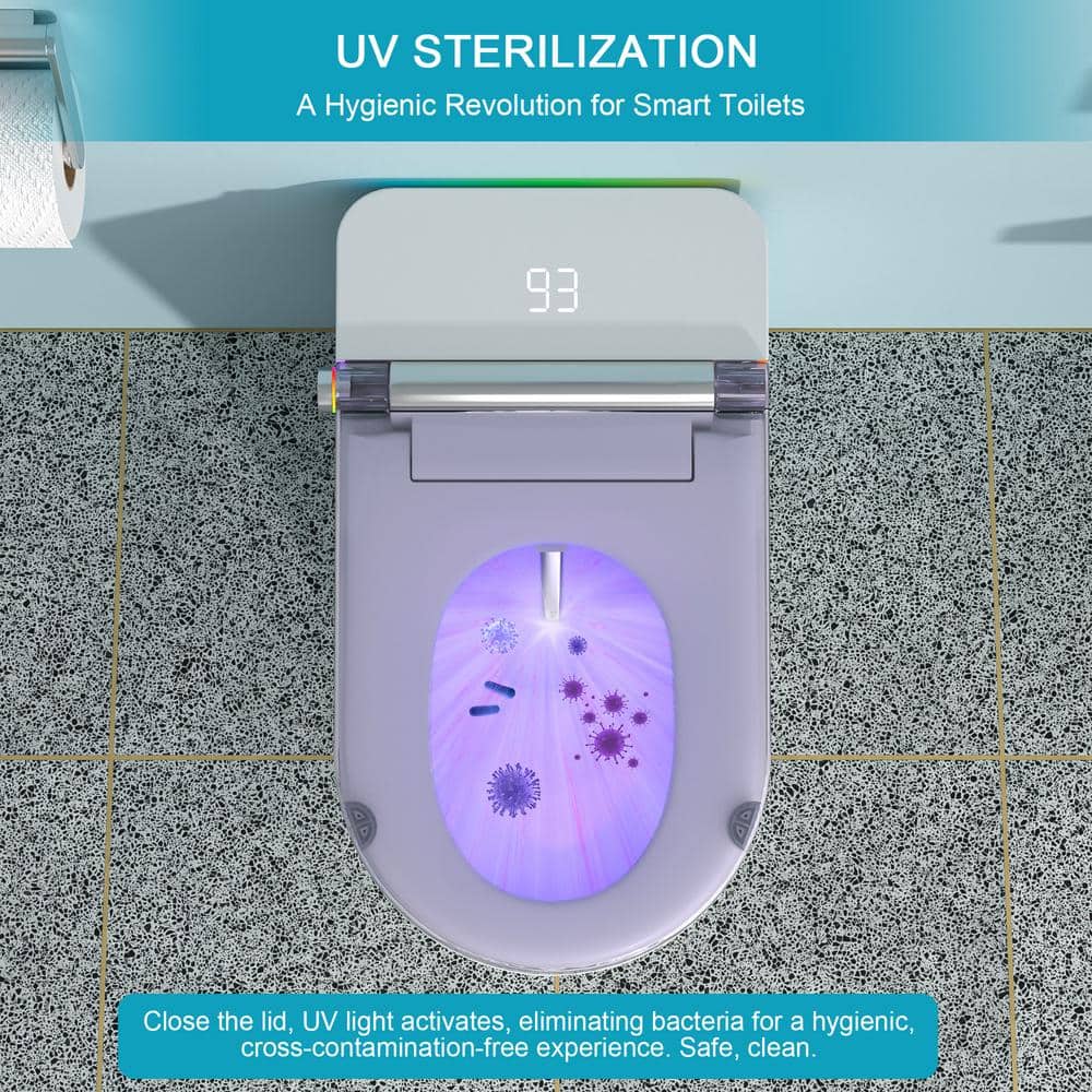 Dimakai Elongated Heated Seat Bidet Toilet with Foot Sensor Flush