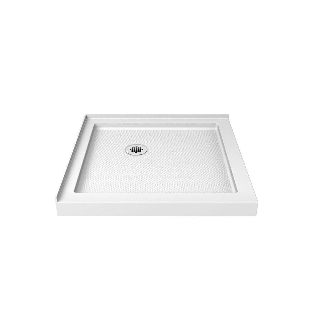 DreamLine SlimLine 36 in. x 36 in. Double Threshold Shower Base with Corner Drain in White