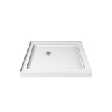 DreamLine SlimLine 36 in. x 36 in. Double Threshold Shower Base with Corner Drain in White