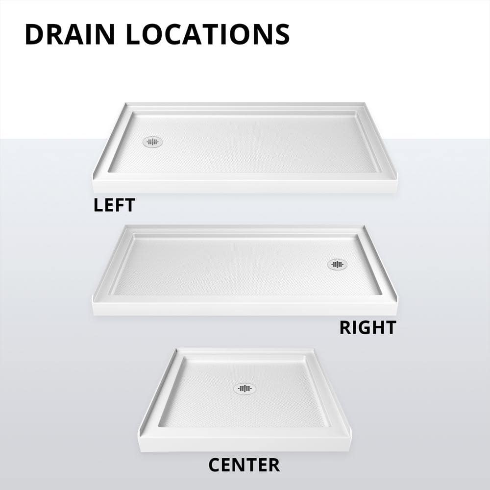 DreamLine SlimLine 48 in. W x 32 in. D Single Threshold Shower Base, Center Drain, White