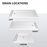 DreamLine SlimLine 48 in. W x 32 in. D Single Threshold Shower Base, Center Drain, White