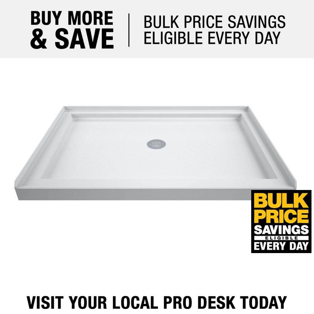 DreamLine SlimLine 42 in. W x 36 in. D Center-Drain Single Threshold Shower Base in White
