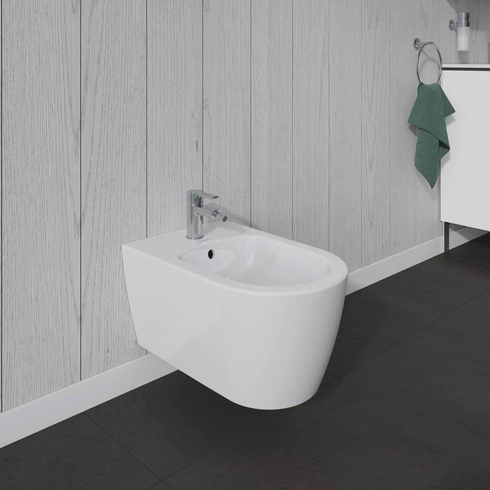 Duravit ME by Starck Wall-Mounted Bidet in White with Vertical Spray