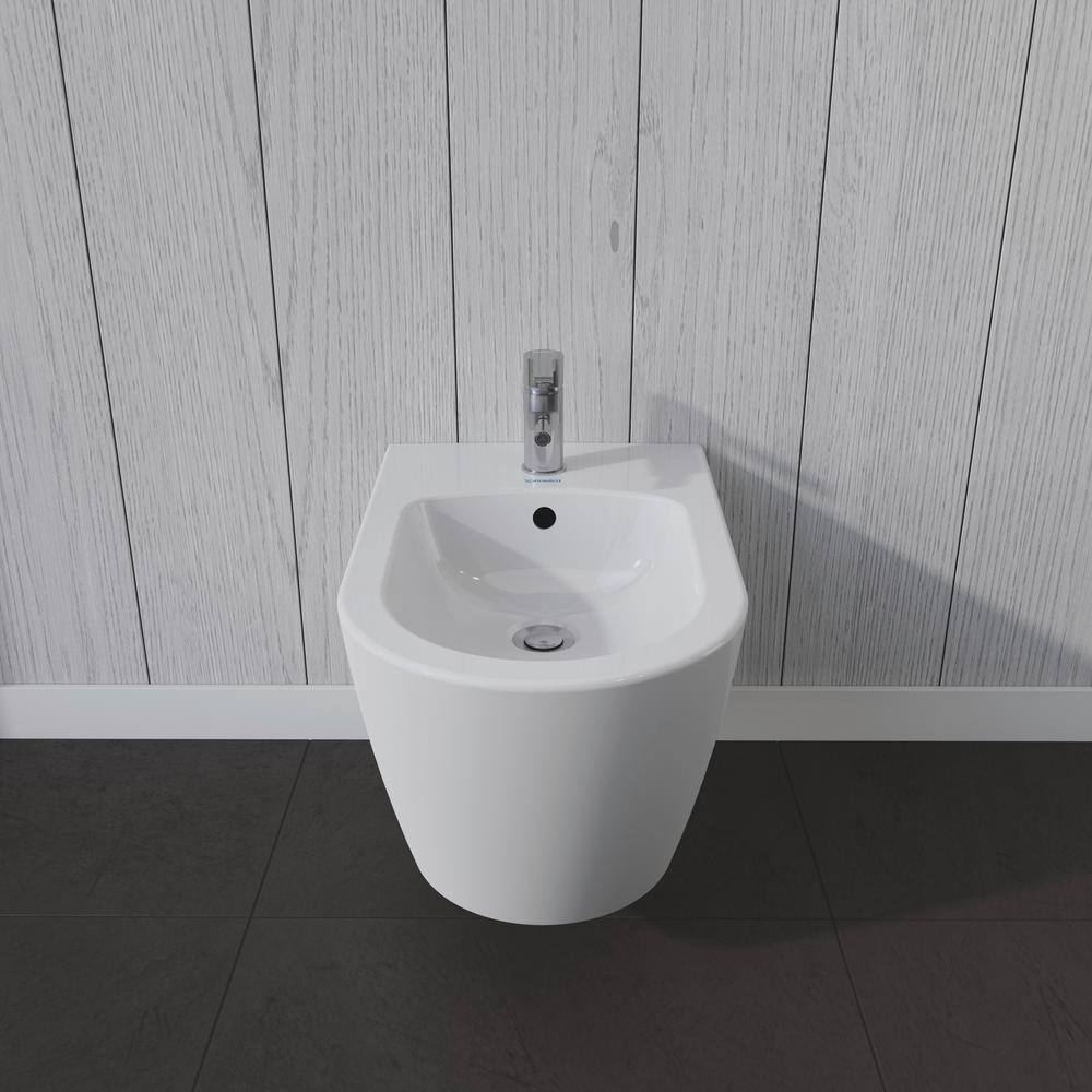 Duravit ME by Starck Wall-Mounted Bidet in White with Vertical Spray