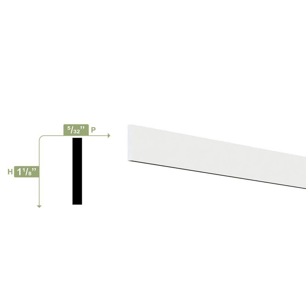 Ekena Millwork 1-1/8 in. x 1/8 in. x 96 in. Lattice Moulding, PVC (6-Pack)