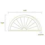 Ekena Millwork 31-3/4 in. x 1-3/4 in. x 16 in. Half Round Sunburst Pediment