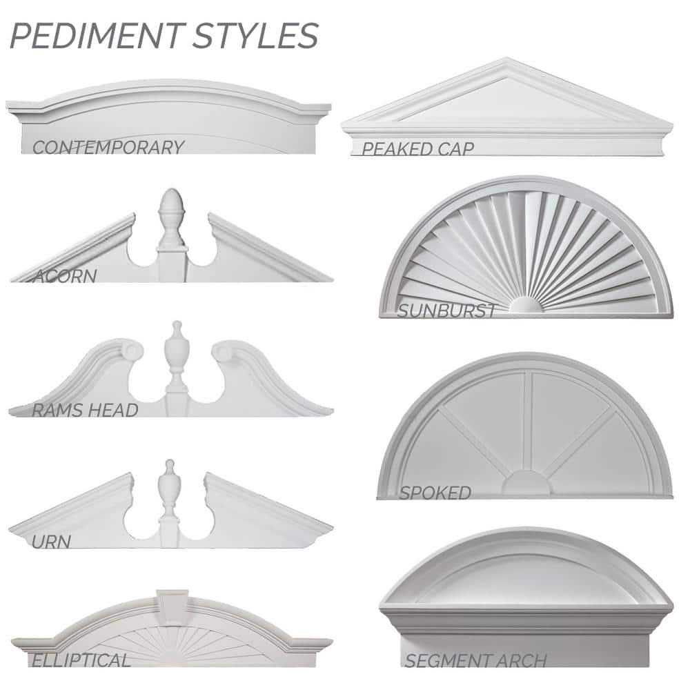 Ekena Millwork 43-7/8 in. x 2-3/8 in. x 14-1/8 in. Combination Peaked Cap Pediment