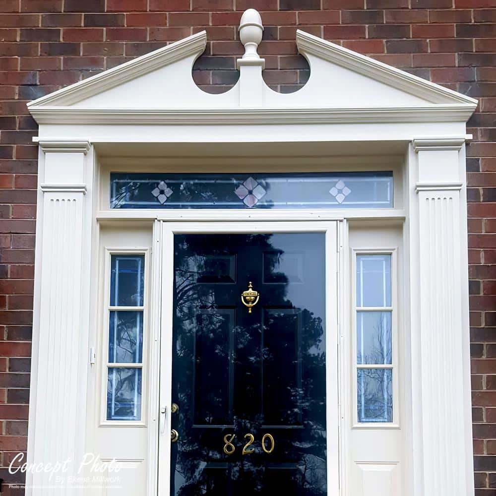 Ekena Millwork 68-1/8 in. x 6-1/8 in. x 17-3/8 in. Elliptical Sunburst with Trim Pediment