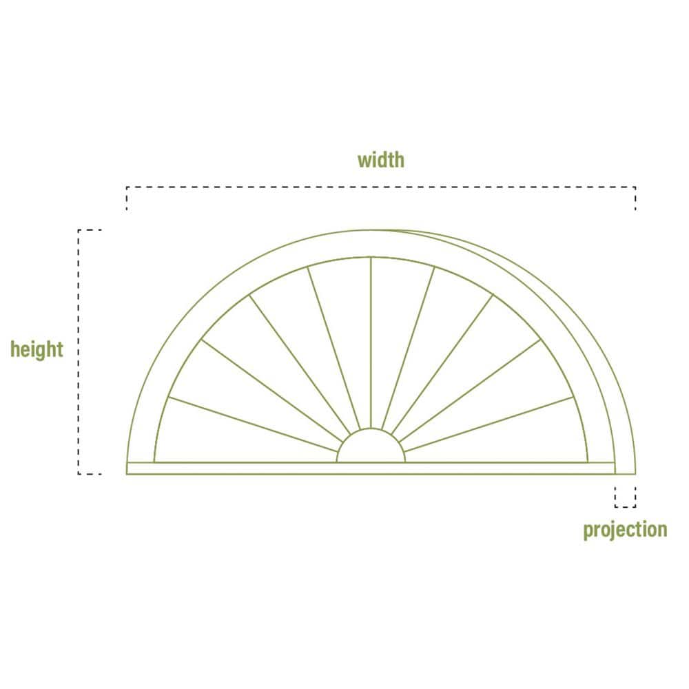 Ekena Millwork 72 in. x 2 in. x 14 in. Elliptical Sunburst Pediment