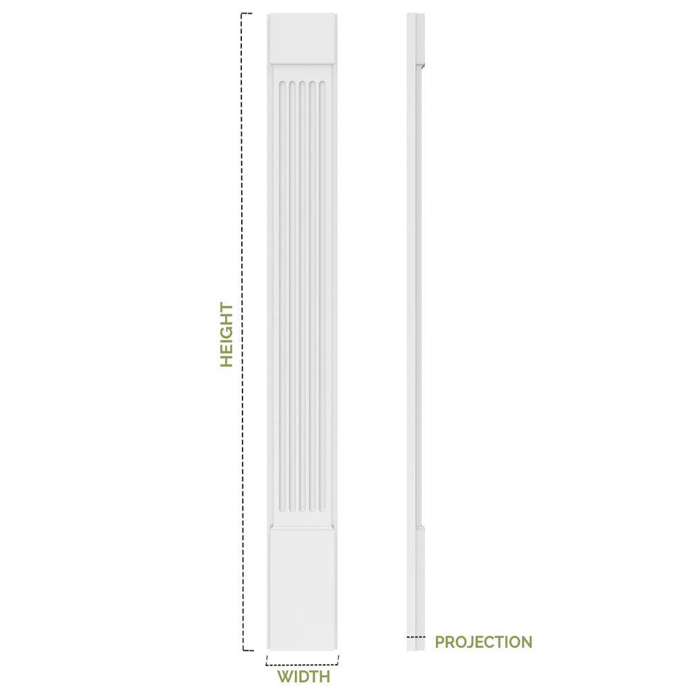 Ekena Millwork 8 in. x 2-3/4 in. x 100 in. Primed Polyurethane Fluted Pilaster Moulding