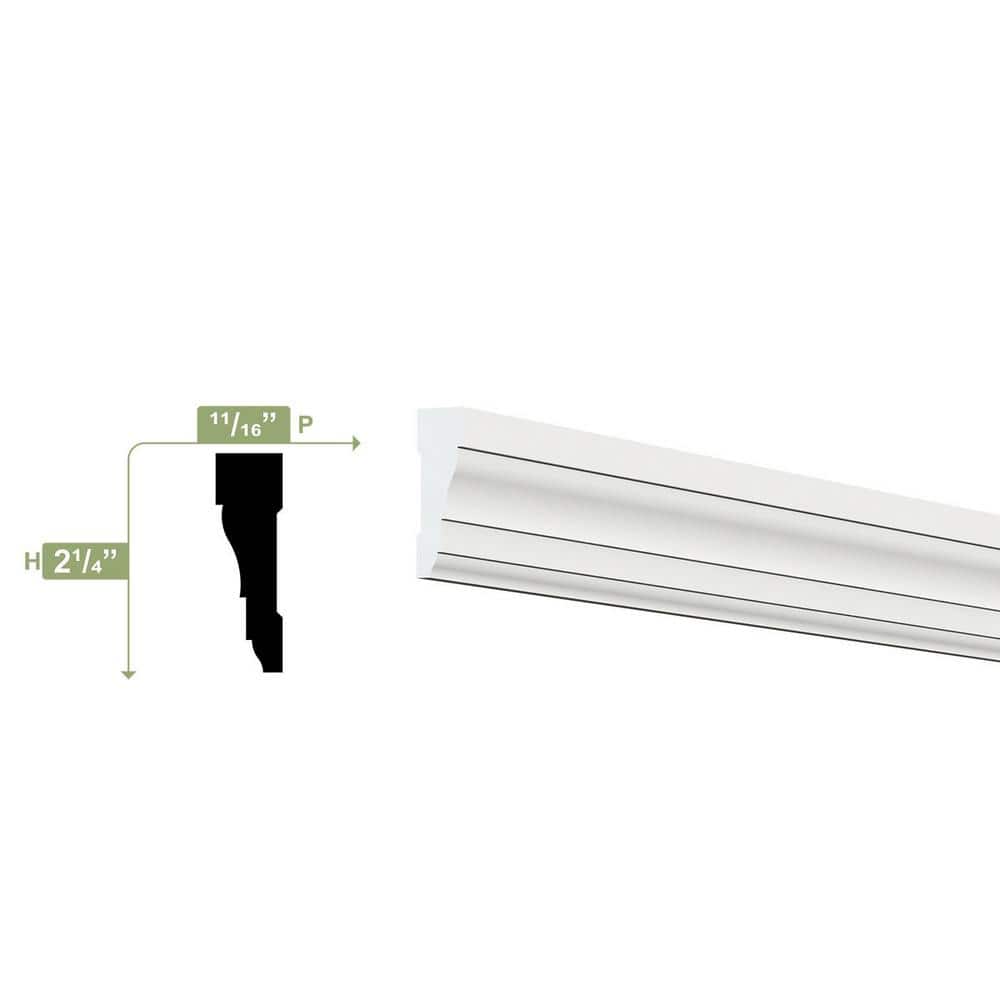 Ekena Millwork 2-1/4 in. x 3/4 in. x 96 in. Casing Moulding, PVC