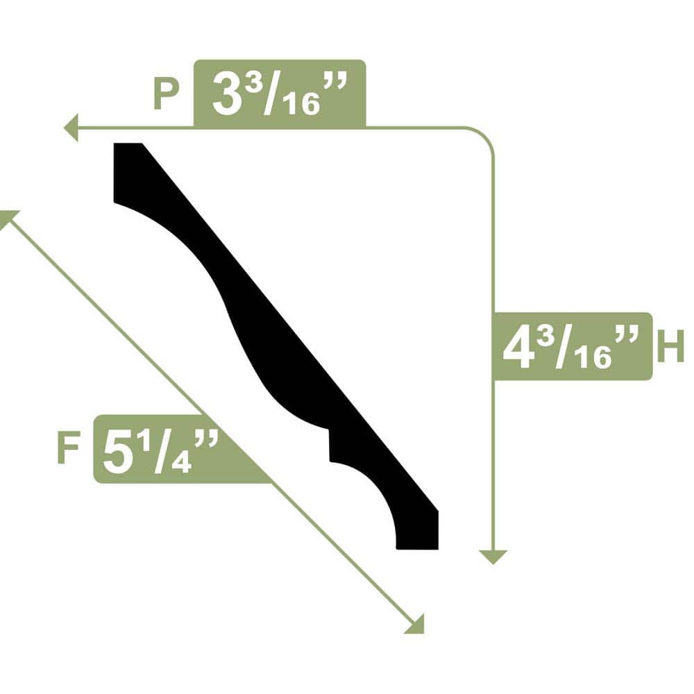 Ekena Millwork 4-1/4 in. x 5-1/4 in. x 96 in. Crown Moulding, PVC (12-Pack)