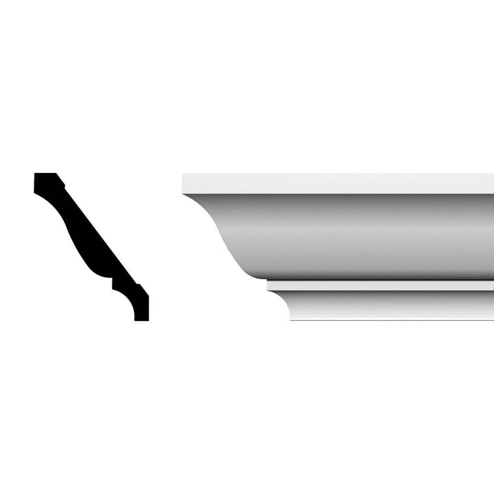 Ekena Millwork 3-5/8 in. x 4-5/8 in. x 96 in. Crown Moulding, PVC (2-Pack)