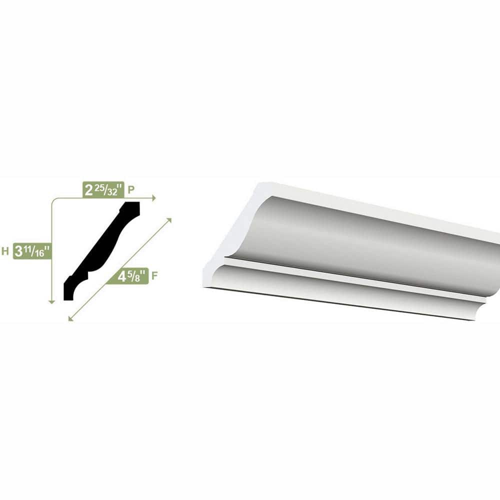 Ekena Millwork 3-5/8 in. x 4-5/8 in. x 96 in. Crown Moulding, PVC (2-Pack)