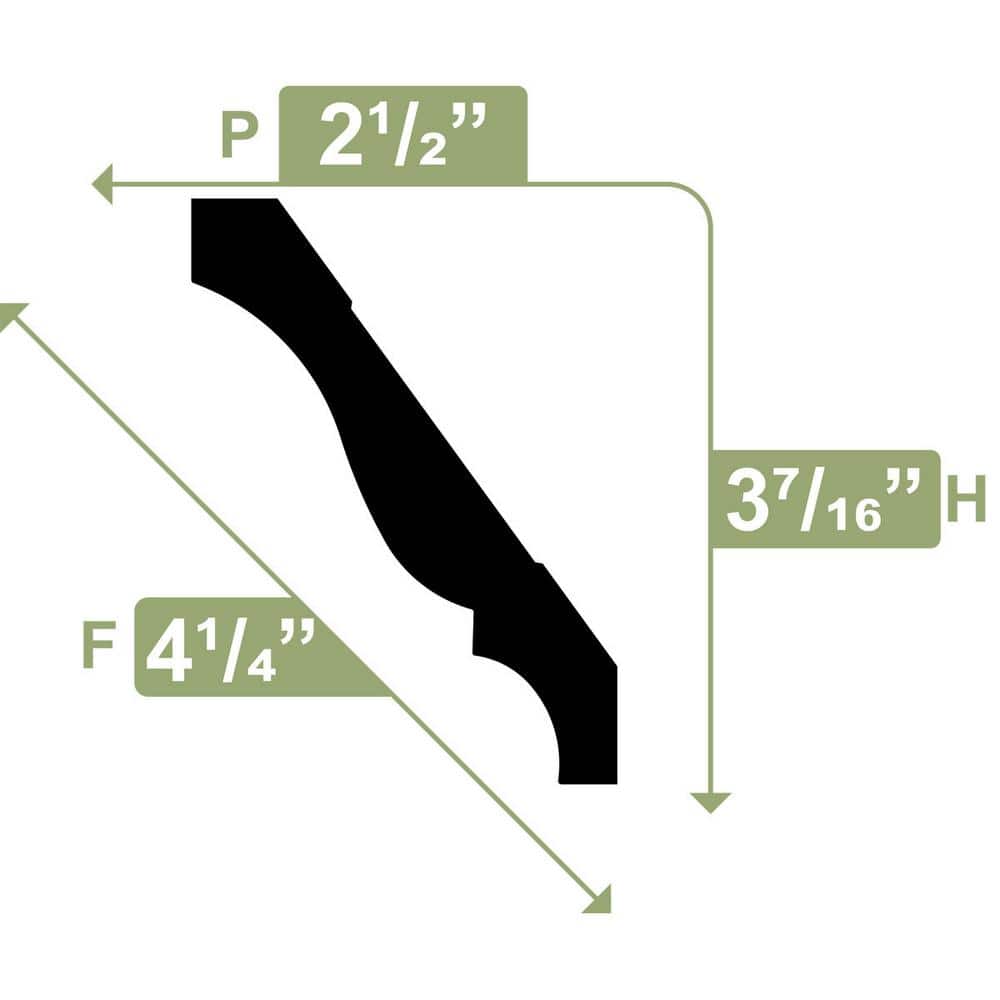 Ekena Millwork 3-3/8 in. x 4-1/4 in. x 96 in. Crown Moulding, PVC (8-Pack)