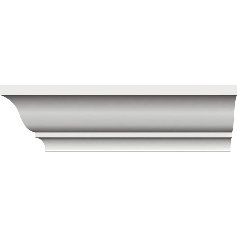 Ekena Millwork 3-3/8 in. x 4-1/4 in. x 96 in. Crown Moulding, PVC (8-Pack)