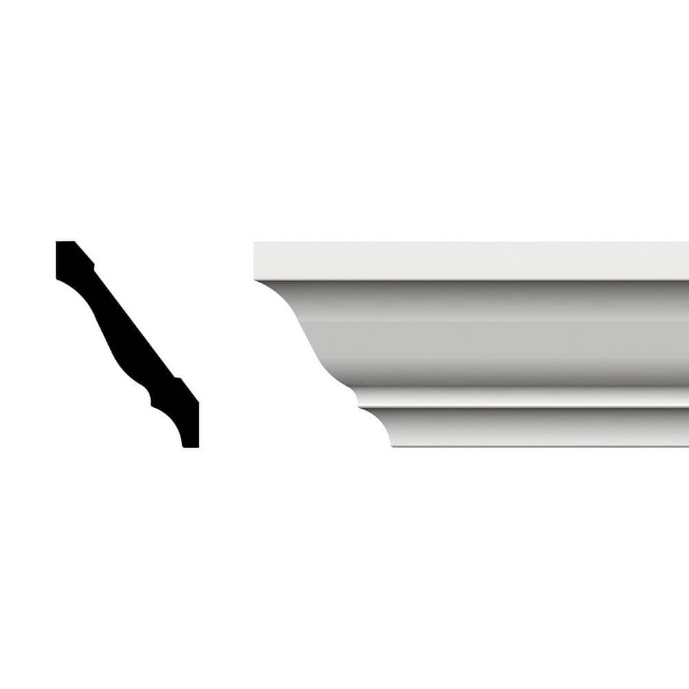 Ekena Millwork 3 in. x 3-5/8 in. x 96 in. Crown Moulding, PVC (6-Pack)