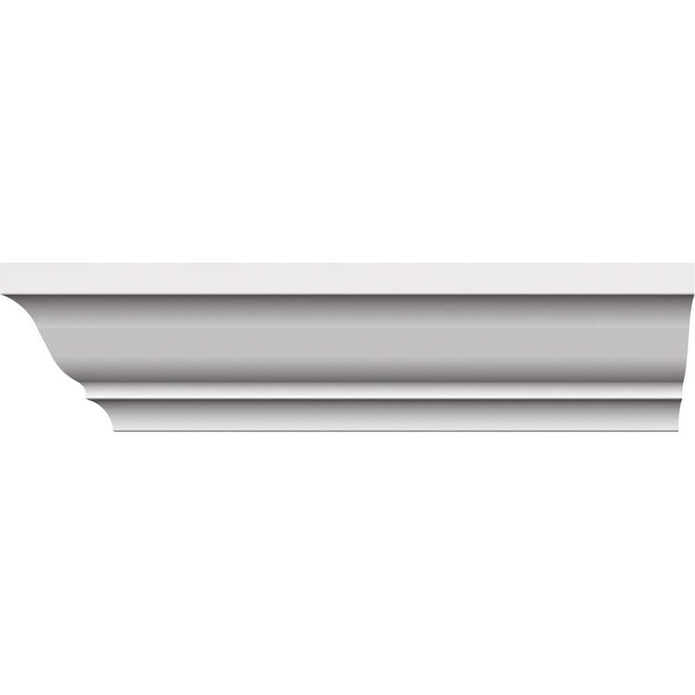 Ekena Millwork 3 in. x 3-5/8 in. x 96 in. Crown Moulding, PVC (6-Pack)