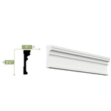 Ekena Millwork 3-1/2 in. x 1 in. x 96 in. RB3 Casing Moulding, PVC (6-Pack)