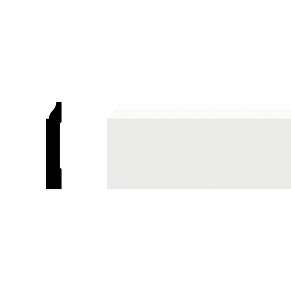 Ekena Millwork 3-1/4 in. x 1/2 in. x 96 in. Base Moulding, PVC (12-Pack)