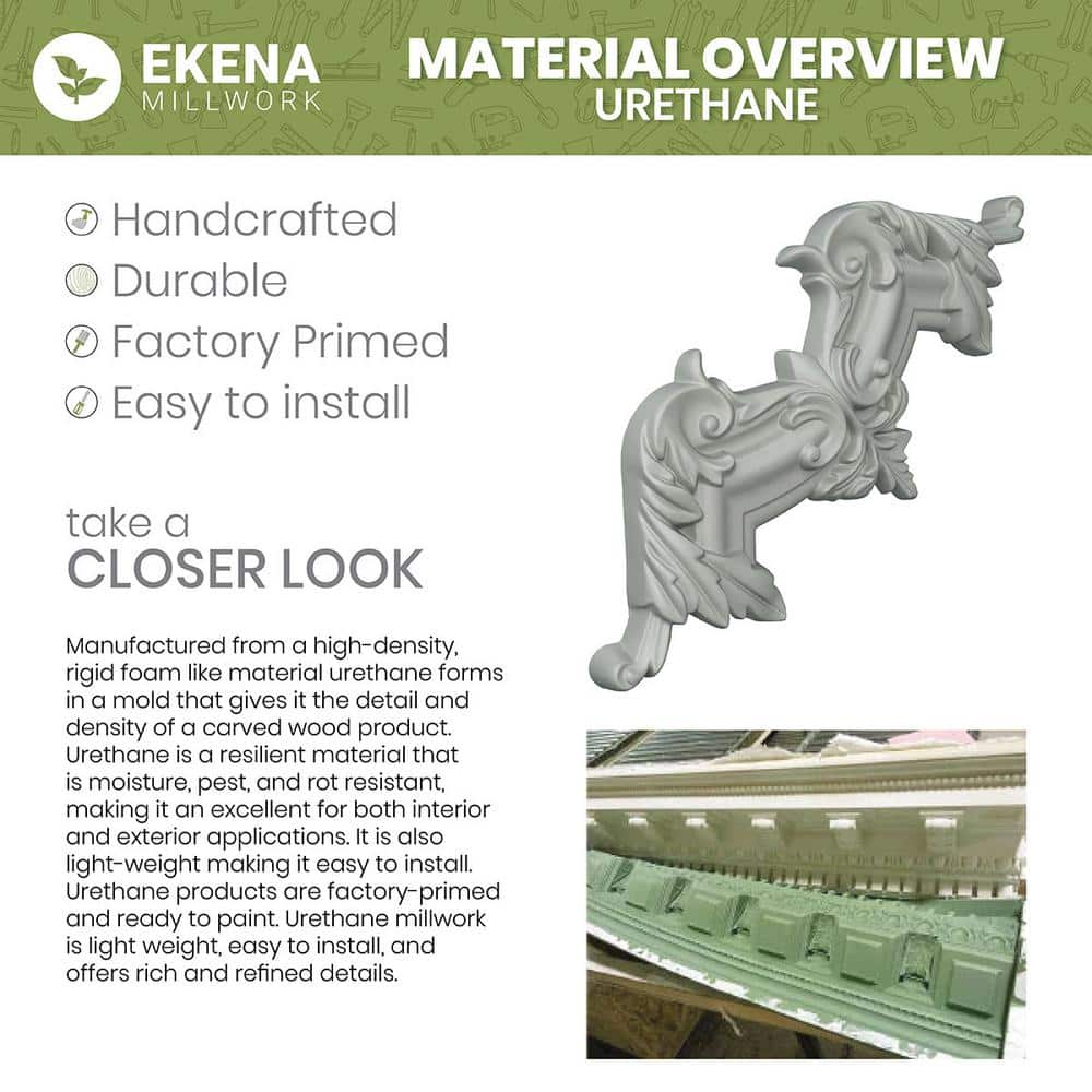 Ekena Millwork Freya 2.75 in. D x 4.125 in. W x 96 in. L Polyurethane Crown Moulding