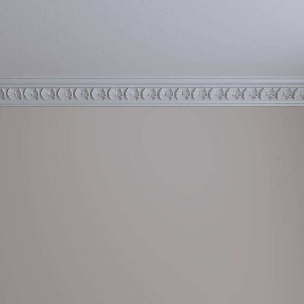 Ekena Millwork 3-1/8 in. x 3-1/8 in. x 94-1/2 in. Polyurethane Butterfly Crown Moulding