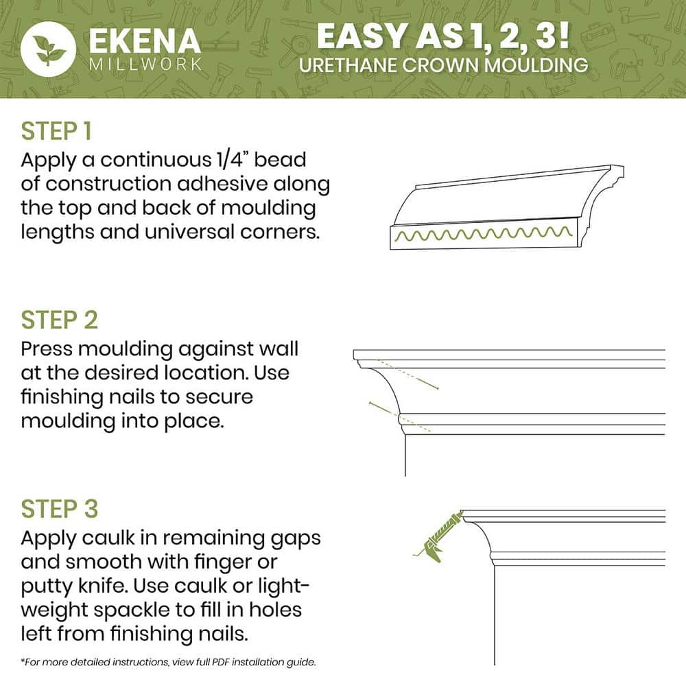 Ekena Millwork Eleanor 5.75 in. D x 8.125 in. W x 94.5 in. L Polyurethane Crown Moulding