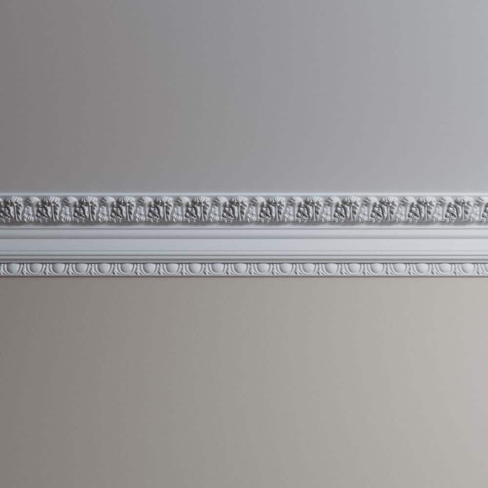 Ekena Millwork Leia 6 in. D x 8.125 in. W x 96 in. L Polyurethane Crown Moulding