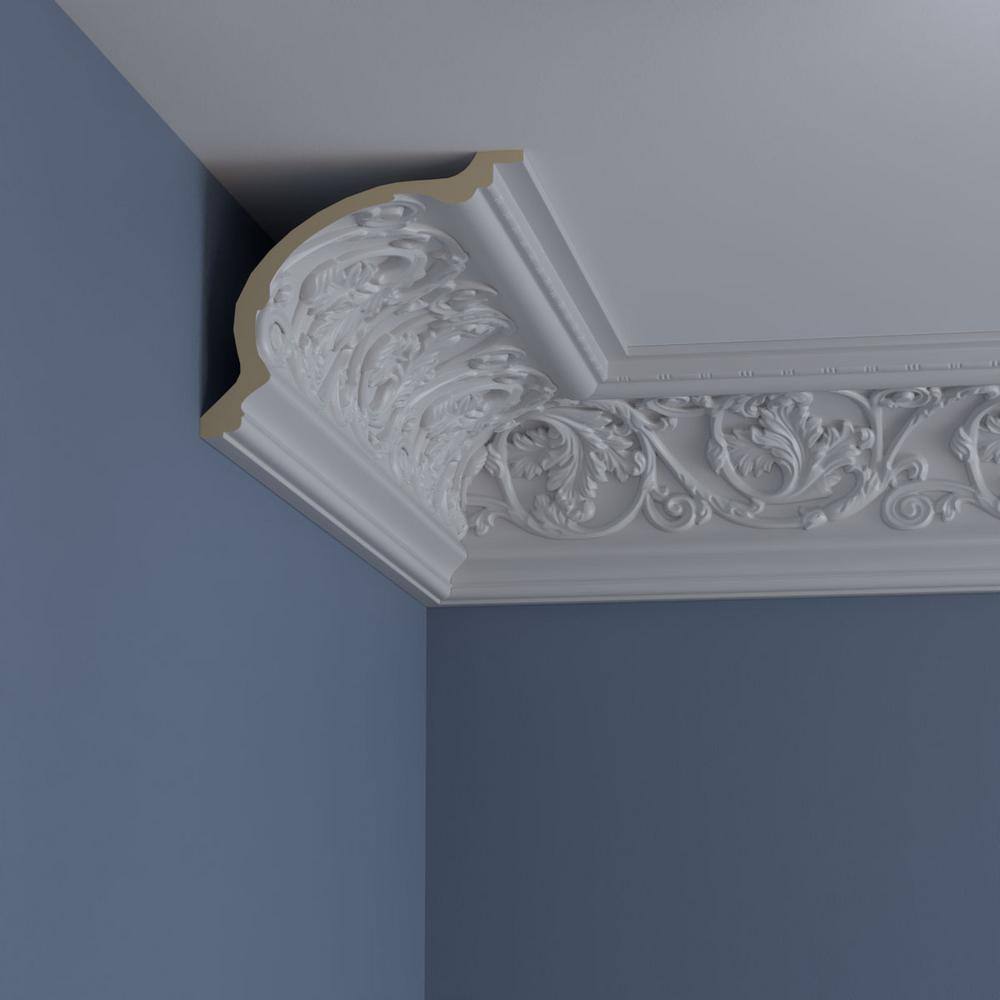 Ekena Millwork 9 in. x 7-3/4 in. x 94-1/2 in. Polyurethane Neuveau Crown Moulding