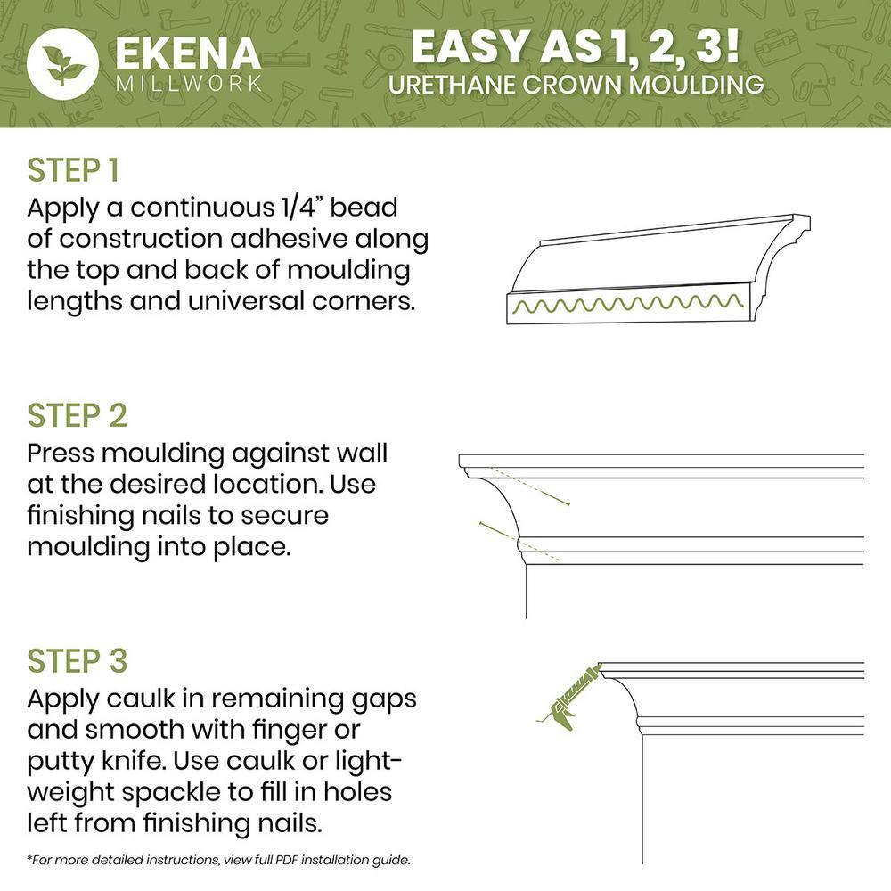 Ekena Millwork Iris 6.25 in. D x 9.75 in. W x 96 in. L Polyurethane Crown Moulding
