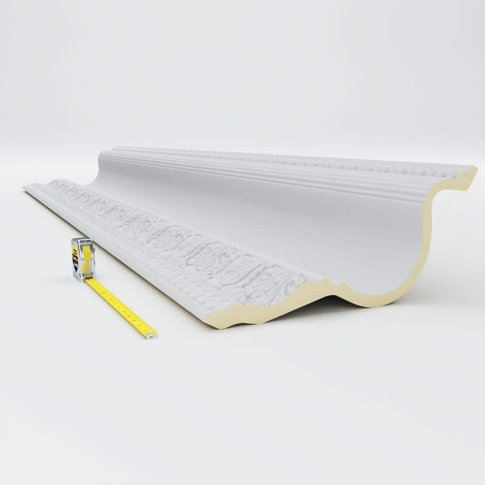 Ekena Millwork 10-1/2 in. x 13 in. x 94-1/2 in. Polyurethane Egg and Dart Acanthus Crown Moulding