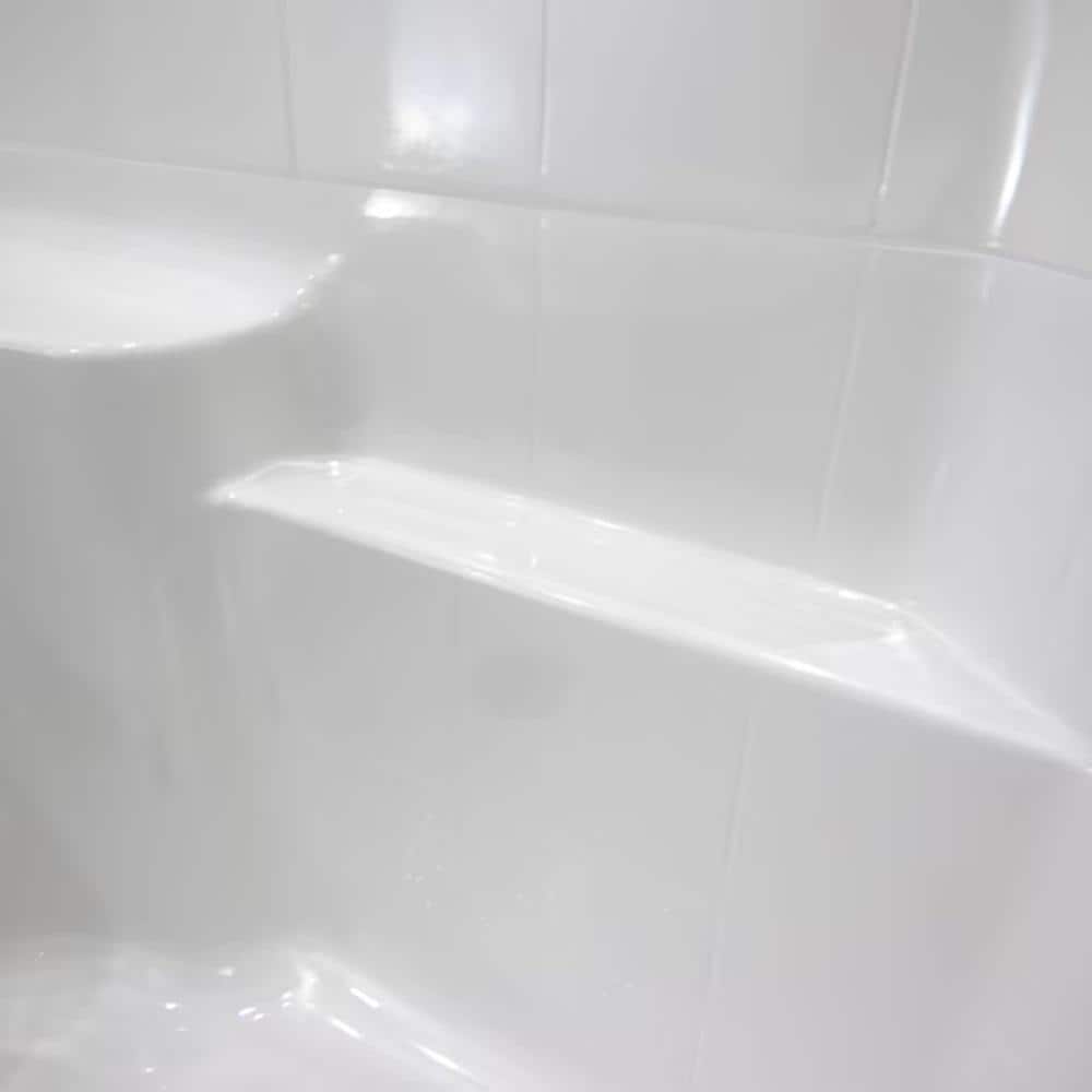 Ella Classic-SA 37 in. x 48 in. x 80 in. 1-Piece Low-Threshold Shower Stall Kit in White with Molded Seat, Center Drain