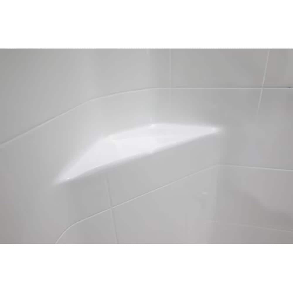 Ella Classic-SA 37 in. x 48 in. x 80 in. 1-Piece Low-Threshold Shower Stall Kit in White with Molded Seat, Center Drain